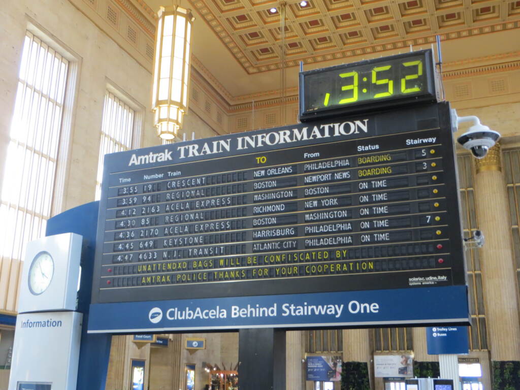 39274259670_c3d1d22dd0_o The classic Amtrak flipboard that used to sit in Philly's 30th Street Station.