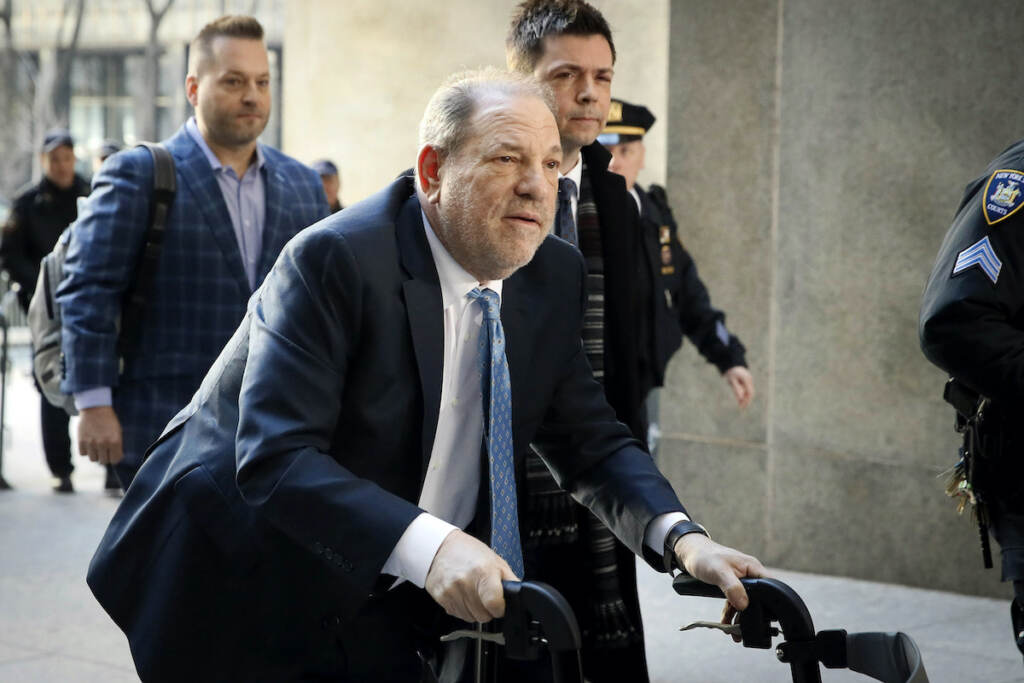 Harvey Weinstein File photo: Harvey Weinstein arrives at a Manhattan courthouse as jury deliberations continue in his rape trial in New York, on Feb. 24, 2020. (AP Photo/John Minchillo, File)