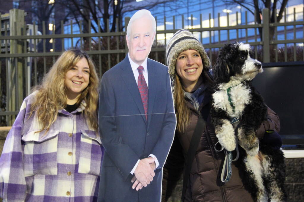 IMG_9824 Roughly a dozen people arrived in a Target parking lot across from the 6abc Action News Studio on Dec. 21, 2022 for a tailgate honoring Jim Gardner's last show on the desk. (Cory Sharber/WHYY)