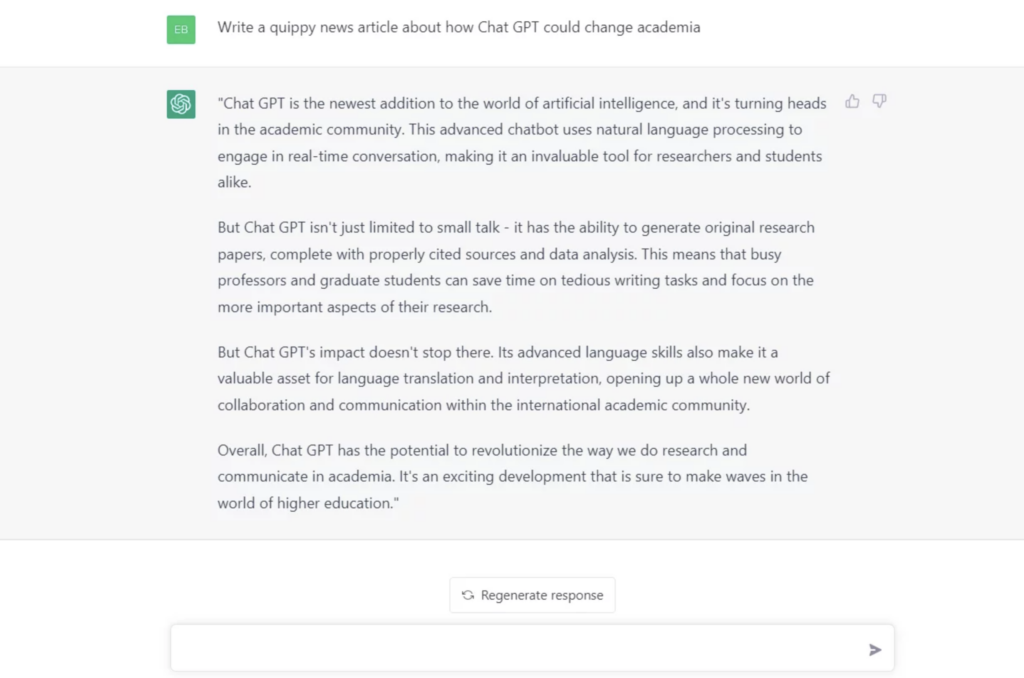 Enter a prompt into ChatGPT, and it becomes your very own virtual assistant. (OpenAI/Screenshot by NPR)