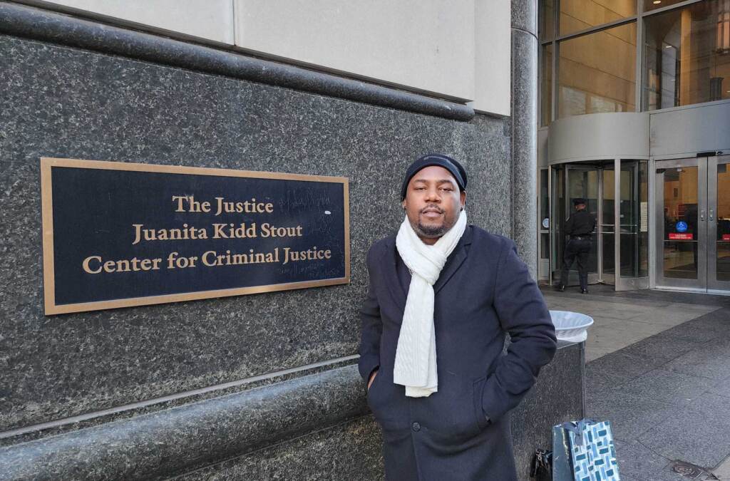 fred-ginyard-t-macdonald-2022-12-20 Fred Ginyard just before entering the courthouse on December 20, 2022. (Tom MacDonald/WHYY)
