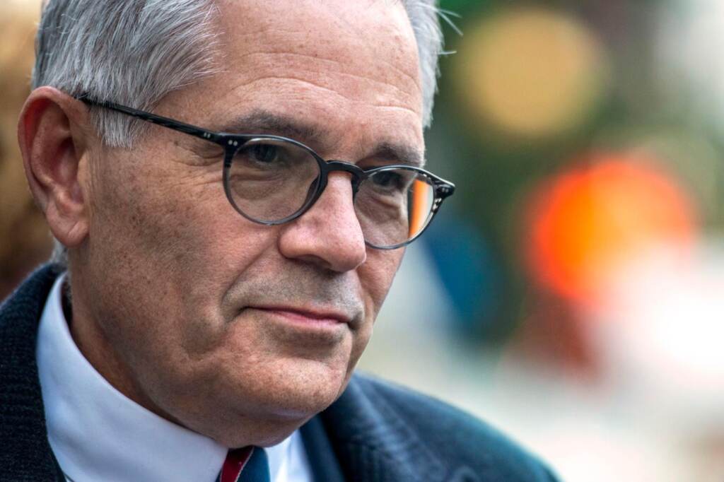A close-up of Philadelphia District Attorney Larry Krasner
