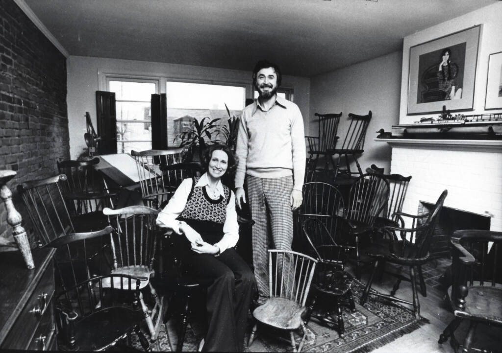 2023 01 18-provided-charles and olenka santore-philadelphia fitler square-windsor chairs Charles and Olenka Santore at home in Fitler Square with their collection of Windsor chairs in 1977