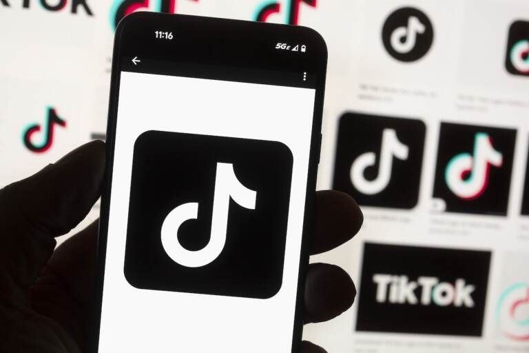 The TikTok logo is seen on a cell phone on Oct. 14, 2022, in Boston