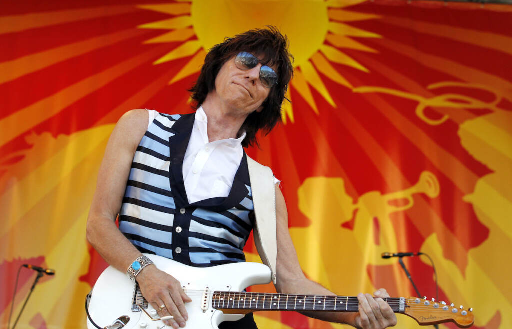 File photo: Guitarist Jeff Beck performs at the Louisiana Jazz and Heritage Festival in New Orleans on April 29, 201