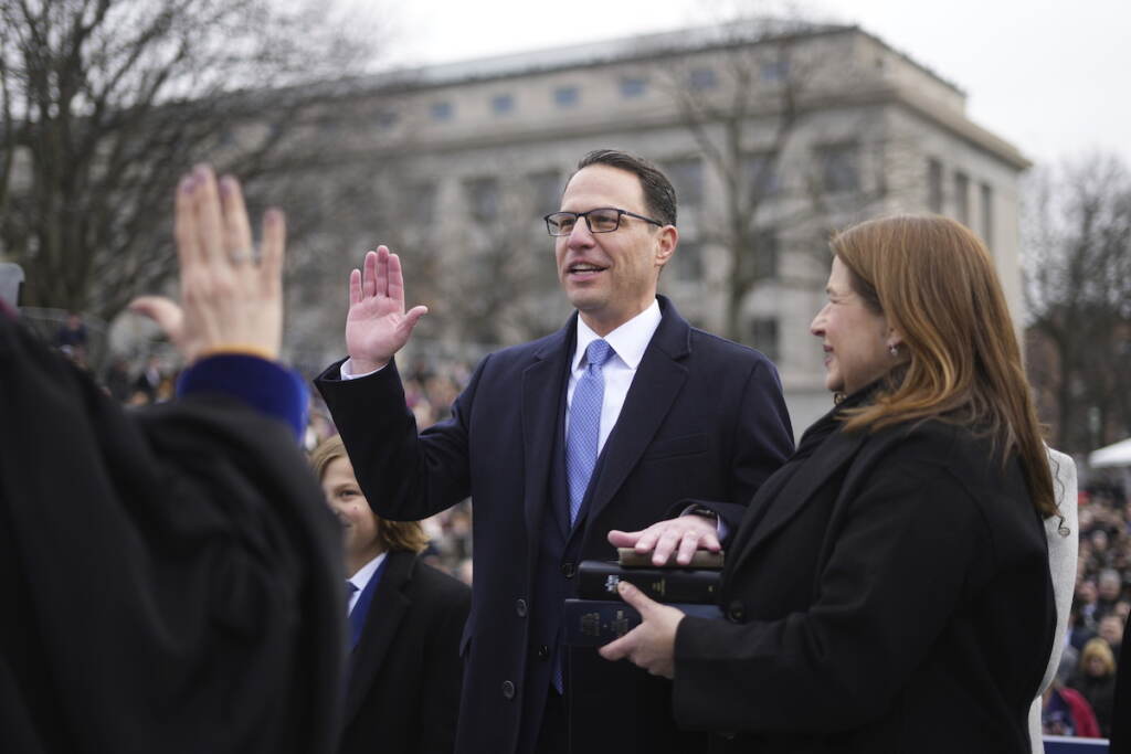 Pennsylvania Governor Inauguration Josh Shapiro is sworn in as Pennsylvania's 48th governor on Tuesday, Jan. 17, 2023, at the state Capitol in Harrisburg, Pa