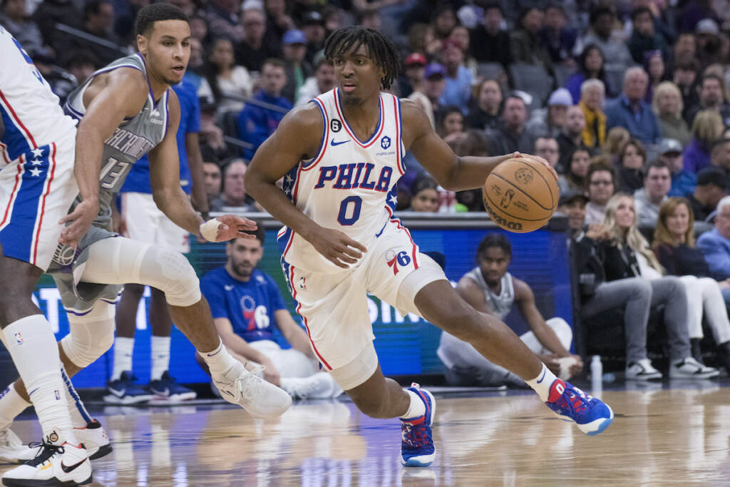 76ers Kings Basketball Philadelphia 76ers guard Tyrese Maxey