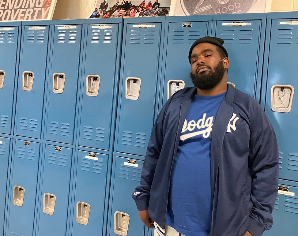 2023 01 19-s caiola-Chicago native Phillip Griffin READI 2 crop Chicago native Phillip Griffin stands in front of a set of school lockers