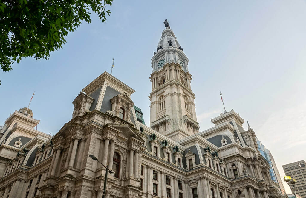 cityhall-trees2 A closeup of Philadelphia City Hall.