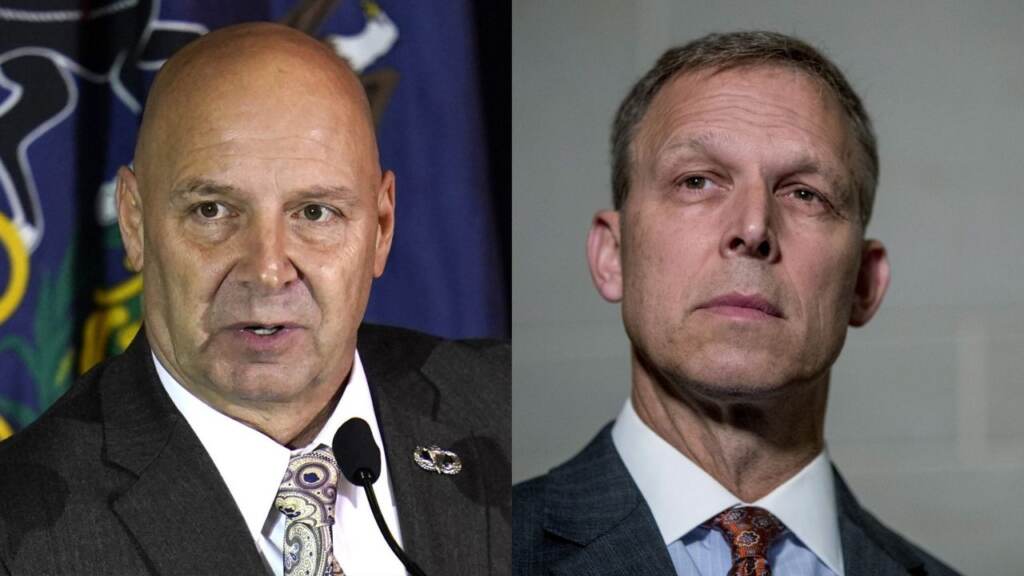 doug-mastriano-scott-perry-AP-010223 Pennsylvania state Sen. Doug Mastriano (left) and Pennsylvania Rep. Scott Perry