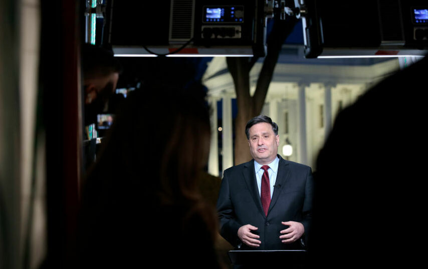 White House chief of staff Ron Klain speaks during a TV interview on the driveway of the White House on March 1, 2022. White House chief of staff Ron Klain speaks during a TV interview on the driveway of the White House on March 1, 2022. (Anna Moneymaker/Getty Images)