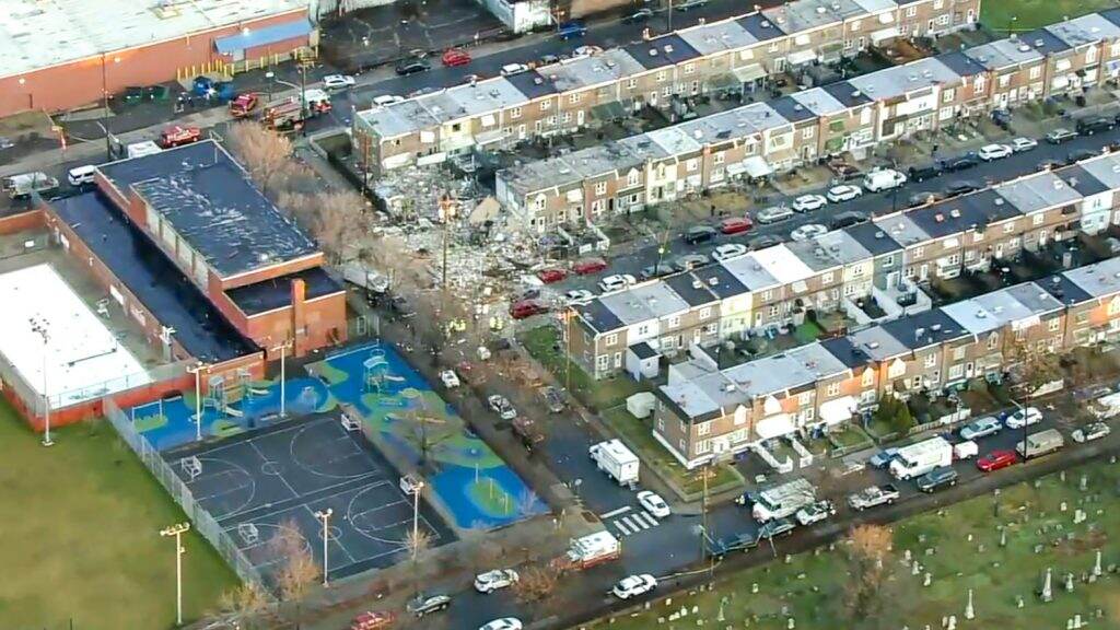 portrichmond-explosion-aerial-1024×576 An aerial view of the 3500 block of Miller Street where an explosion destroyed rowhomes. (6abc)
