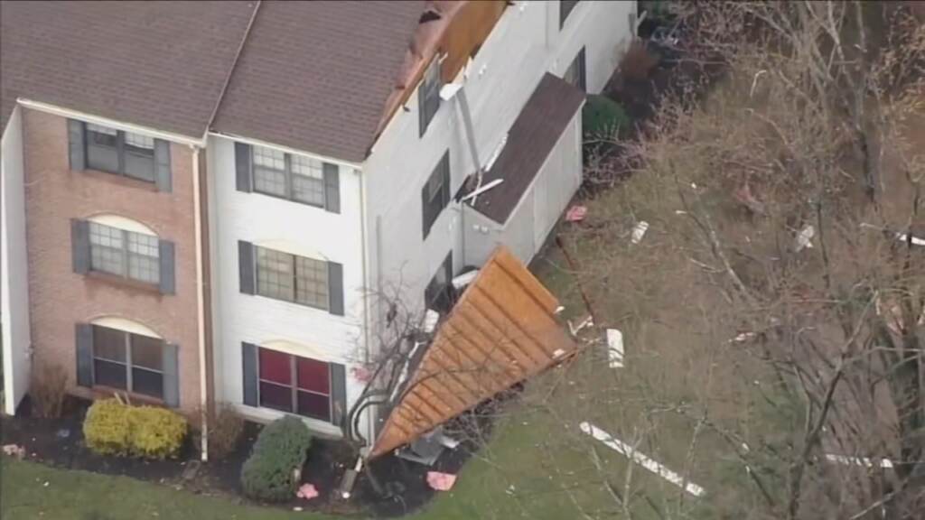 12858354_02223-wpvi-storm-damage-430am-vid Significant damage could be seen in part of Mercer County, New Jersey after a tornado on Tuesday afternoon. (6abc)