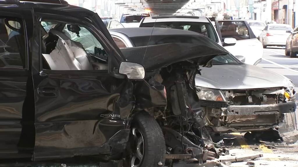 Multiple people were injured after a messy crash in the Kensington section of the city