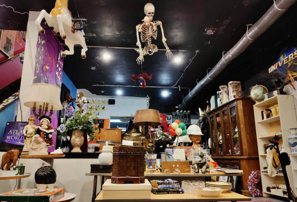 2023 02 22-p crimmins-philadelphia philly aids thrift-skeleton Philly AIDS Thrift store, known for its whimsical decor style, was voted best thrift store in Pennsylvania by Apartment Therapy in 2022. (Peter Crimmins/WHYY)