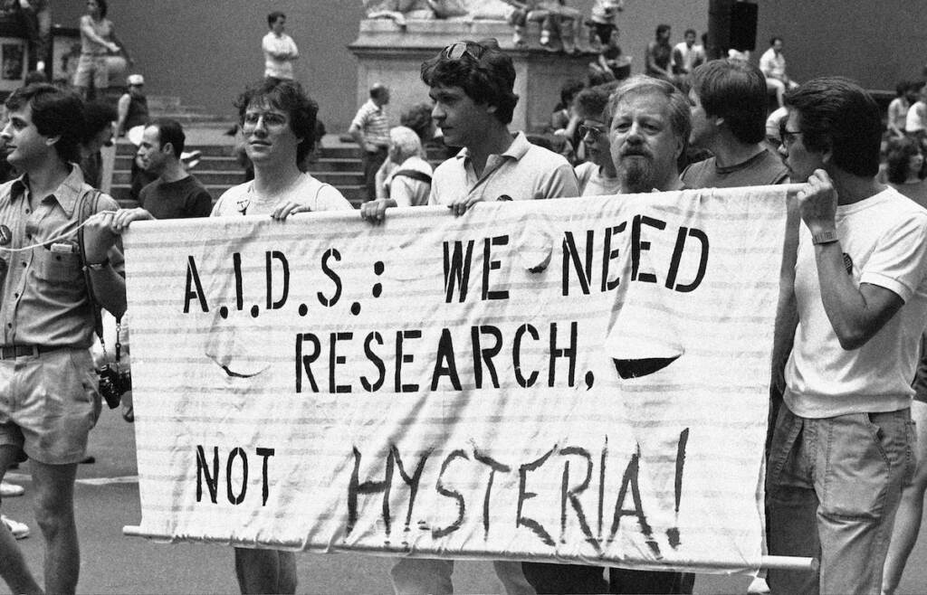 Gay Pride AIDS research advocates march in New York, 1983