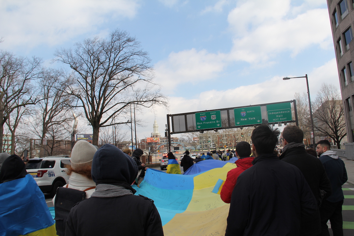 The march halted traffic throughout Center City, including at 6th and Race