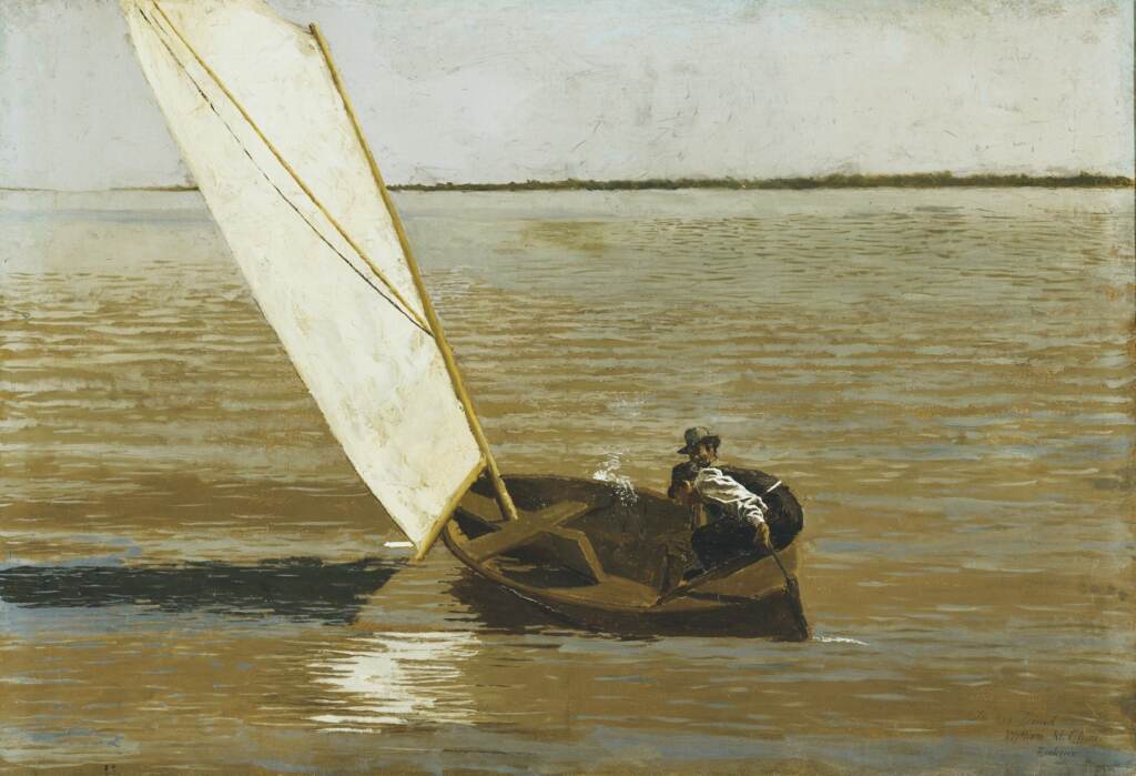 Sailing, 1875, Thomas Eakins, The Alex Simpson, Jr., Collection, 1928, Philadelphia Museum of Art. The Philadelphia Museum of Art is sending Thomas Eakins’ ''Sailing'' (1875) to the Nelson-Atkins Museum in Kansas City to settle its Super Bowl wager. (Courtesy of The Philadelphia Museum of Art)