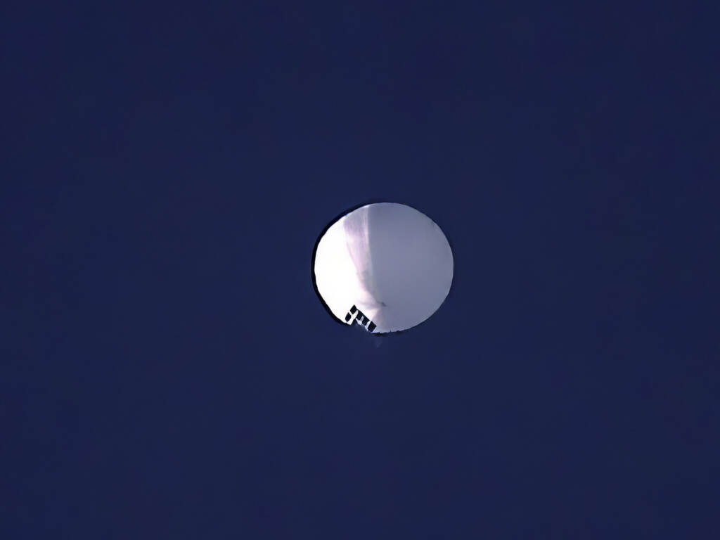 An image of a spy balloon in the sky