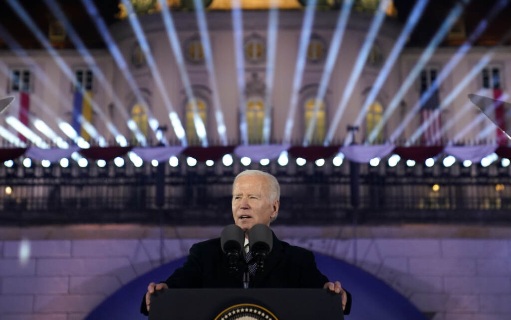 President Biden speaking at a podium