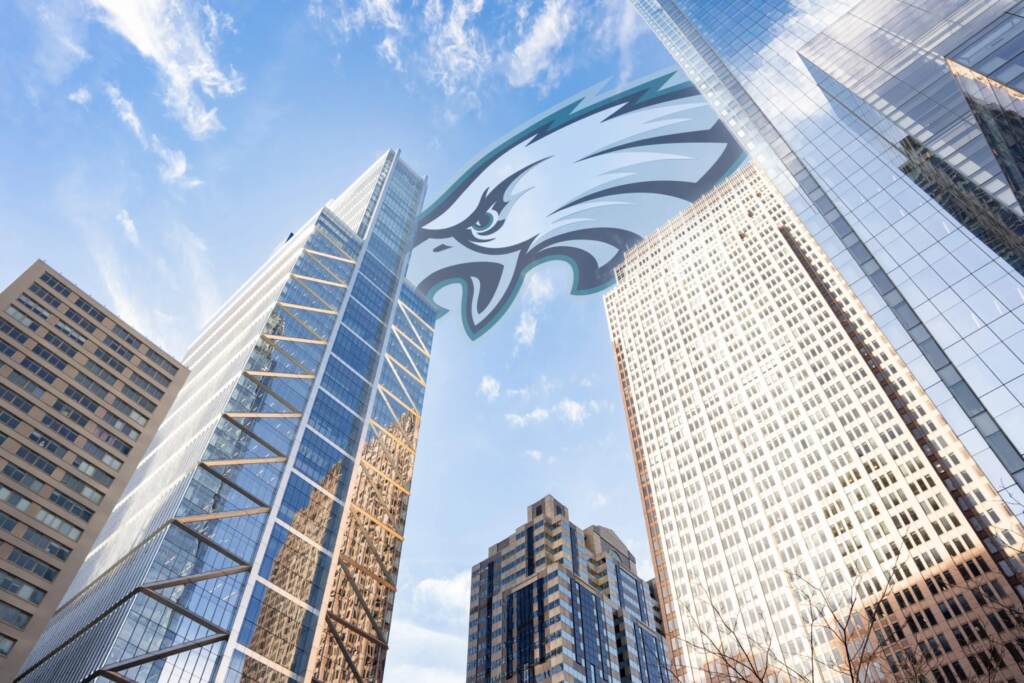comcast-eagles-scaled Comcast Technology Center in Philadelphia; Billy Penn illustration