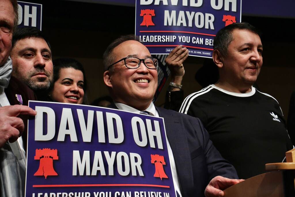 david-oh-announcement-e-lee-2023-02-13-3 Philadelphia City Councilmember David Oh announces his candidacy for mayor at the National Constitution Center. (Emma Lee/WHYY)