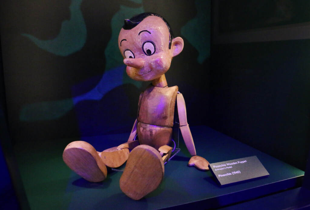disney100-franklininstitute-pinocchio Animators used this jointed wooden puppet as a reference model when creating ''Pinocchio'' in 1940. (Emma Lee/WHYY)