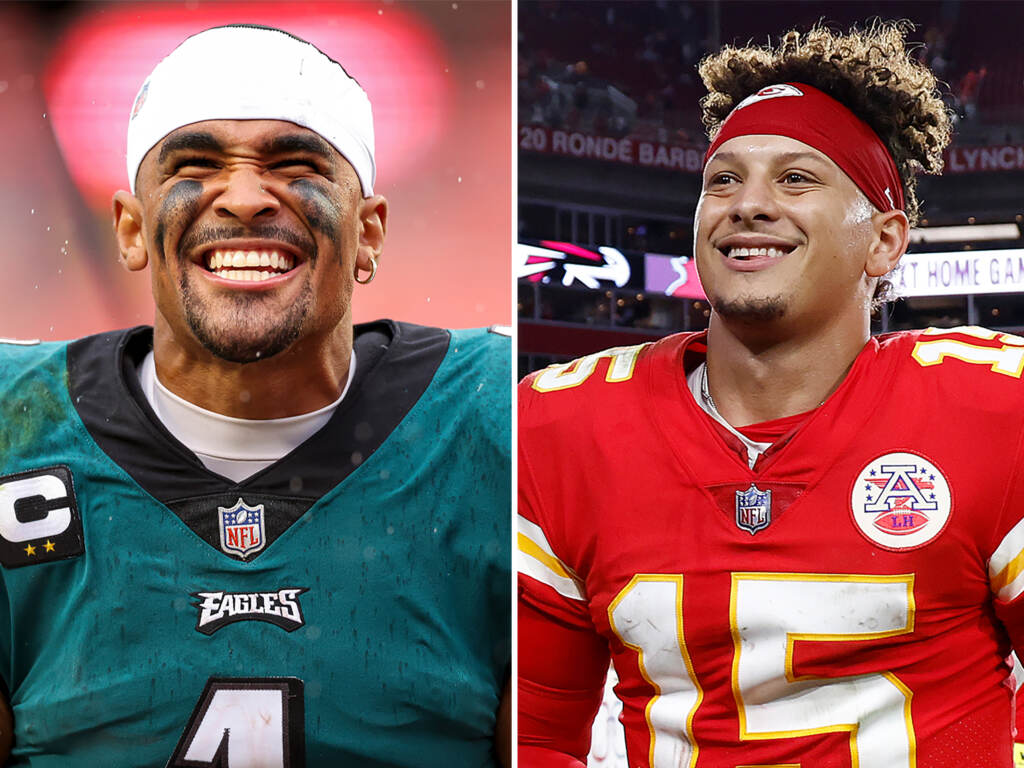 Jalen Hurts of the Philadelphia Eagles and Patrick Mahomes of the Kansas City Chiefs will play in the first Super Bowl with both teams starting a Black quarterback. Jalen Hurts and Patrick Mahomes