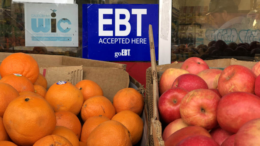 A sign noting the acceptance of electronic benefit transfer (EBT) cards, which SNAP beneficiaries use to pay for food, is displayed at a grocery store in 2019 in Oakland, Calif. SNAP emergency allotments are ending after this month and have already ended in some parts of the country. A sign noting the acceptance of electronic benefit transfer (EBT) cards, which SNAP beneficiaries use to pay for food, is displayed at a grocery store in 2019 in Oakland, Calif. SNAP emergency allotments are ending after this month and have already ended in some parts of the country.