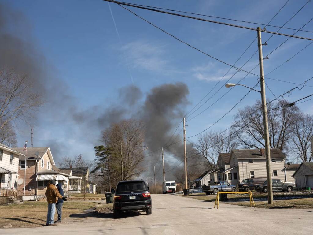 gettyimages-1246795973-386acb7975bd35fc674b49c1ba5a917ba8a6436d-s1600-c85 Smoke rises from a derailed cargo train in East Palestine, Ohio, on Feb. 4