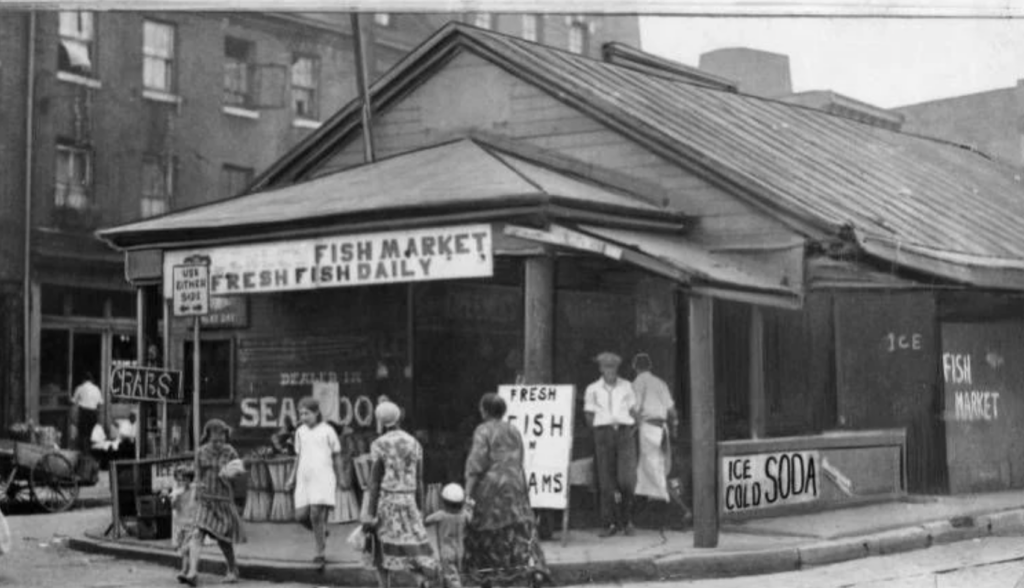 northern-liberties-archival A fish market once stood at 2nd and Poplar streets in the Northern Liberties section, photo at left. Through the 1800s, 2nd Street was a bustling place with a market shed running down the middle. (Submitted via The Philadelphia Tribune)