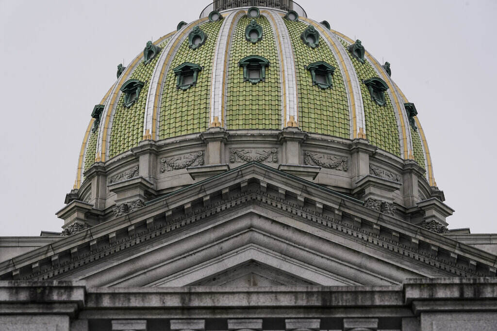 Pennsylvania Legislature A close-up of the green dome of the Pa. State Capitol.