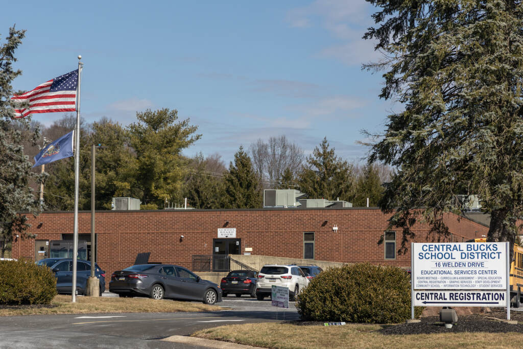 Central Bucks School District headquarters (Kimberly Paynter/WHYY) A view of the exterior of the Central Bucks School District headquarters.