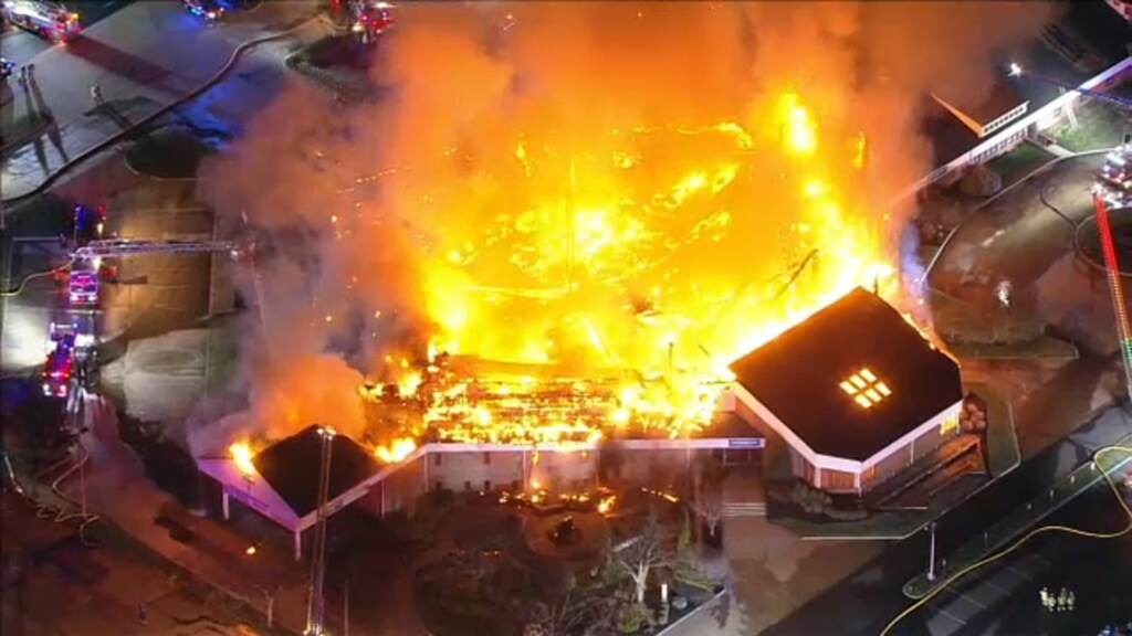 12983646_nj-church-830-destroyed Chopper 6 was overhead on March 20, 2023, as flames destroyed a church in New Jersey. (6abc)