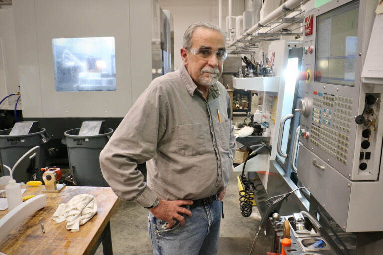 Senior machinist Joe Diamond is working on the stainless steel transition plates that will be installed inside the vacuum vessel and on the center stack.