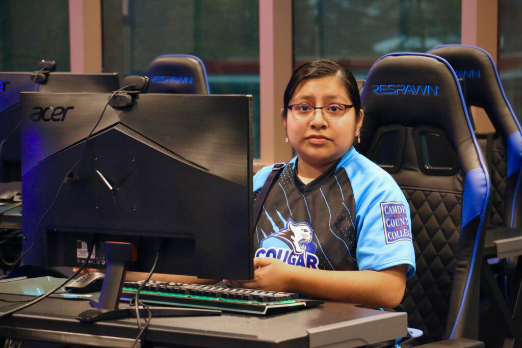 Sandra Martinez of Stratford, N.J., plays for Camden County College's ''Apex Legends'' esports team.