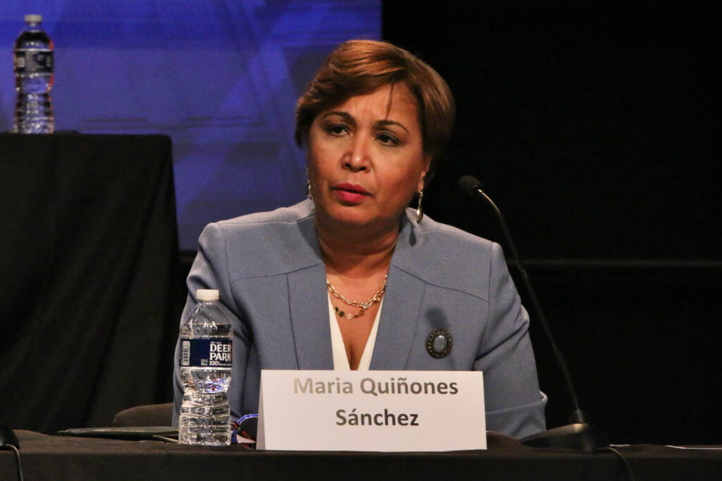 2023 03 01-e lee-maria quinones sanchez-philadelphia whyy-gun violence mayoral forum 1 Mayoral candidate Maria Quiñones Sánchez participates in the Restoring Safety Forum at WHYY.