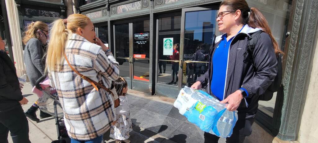 20230326_141321 crop Residents could be seen carrying water through the streets of Philadelphia after the city recommend people start using bottled water starting at 2 p.m. on Sunday