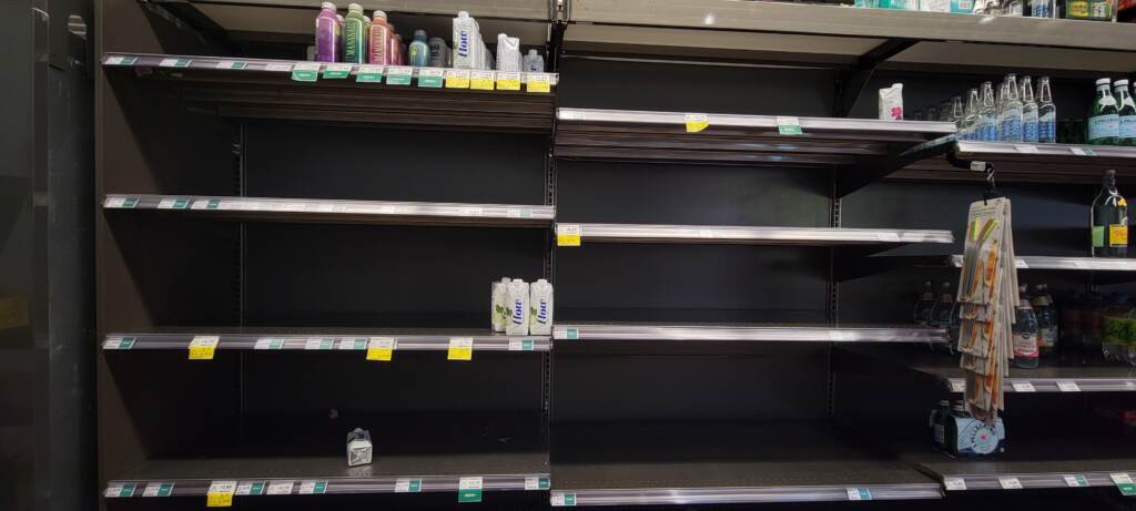 The water isle at this Whole Foods on South St. was mostly cleared out a little more than an hour after the order was announced