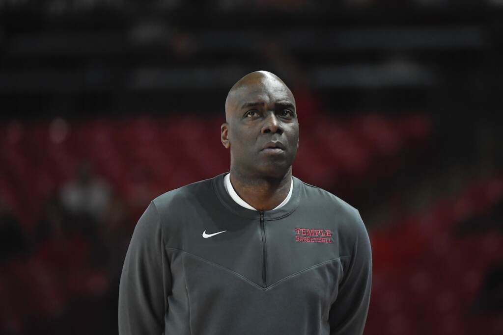Temple Houston Basketball Temple head coach Aaron McKie walks down the sideline during the first half of an NCAA college basketball game against Houston