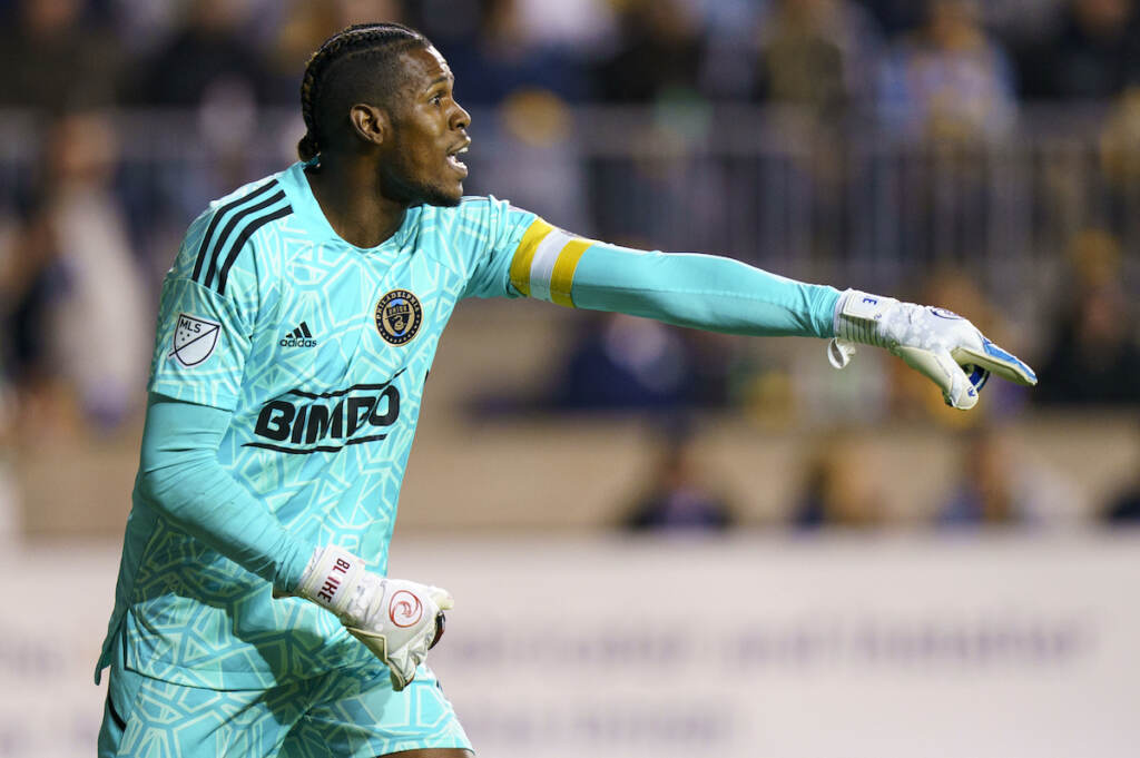 File photo: Philadelphia Union's Andre Blake in action during the MLS soccer match against New York City FC, Sunday, Oct. 30, 2022, in Chester, Pa. (AP Photo/Chris Szagola)