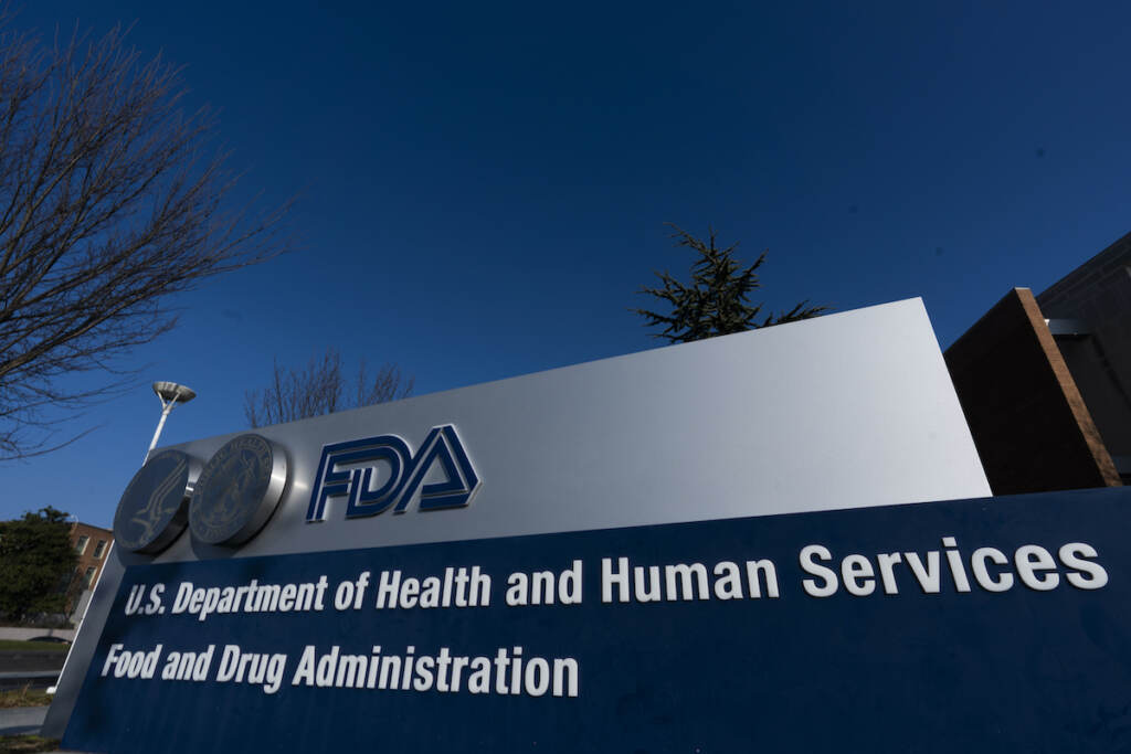 Eyedrops Recall A sign in front of the Food and Drug Administration building is seen on Dec. 10, 2020, in Silver Spring