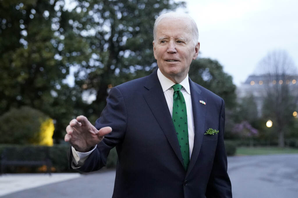 Joe Biden President Joe Biden waves as he walks to Marine One upon departure from the South Lawn of the White House, Friday, March 17, 2023, in Washington