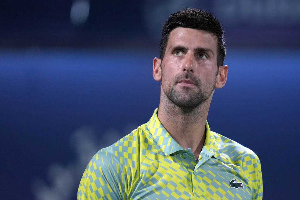 Miami Open Djokovic Out Tennis Serbia's Novak Djokovic looks up during the quarterfinals of the Dubai Duty Free Tennis Championships in Dubai, United Arab Emirates
