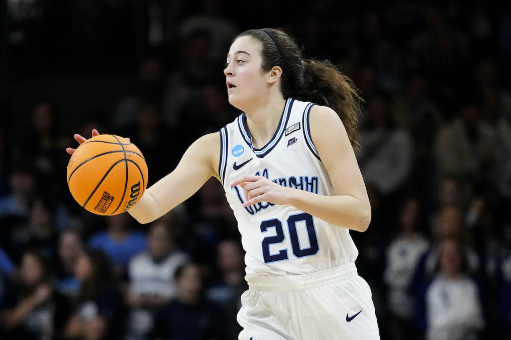 NCAA Cleveland St Villanova Basketball Villanova's Maddy Siegrist dribbles the ball during the second half of a first-round college basketball game against the Cleveland State in the NCAA Tournament, Saturday, March 18, 2023, in Villanova