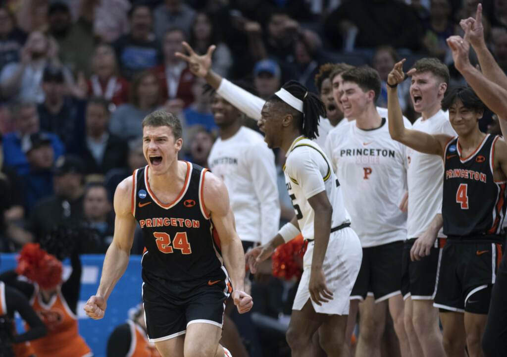 APTOPIX NCAA Princeton Missouri Basketball Princeton guard Blake Peters (24) screams after making a 3-point shot in the second half of the team's second-round college basketball game against Missouri in the men's NCAA Tournament, Saturday, March 18, 2023, in Sacramento