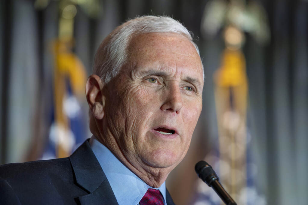 Mike Pence File photo: Former Vice President Mike Pence speaks at a Coolidge and the American Project luncheon in the Madison Building of the Library of Congress, Feb. 16, 2023, in Washington