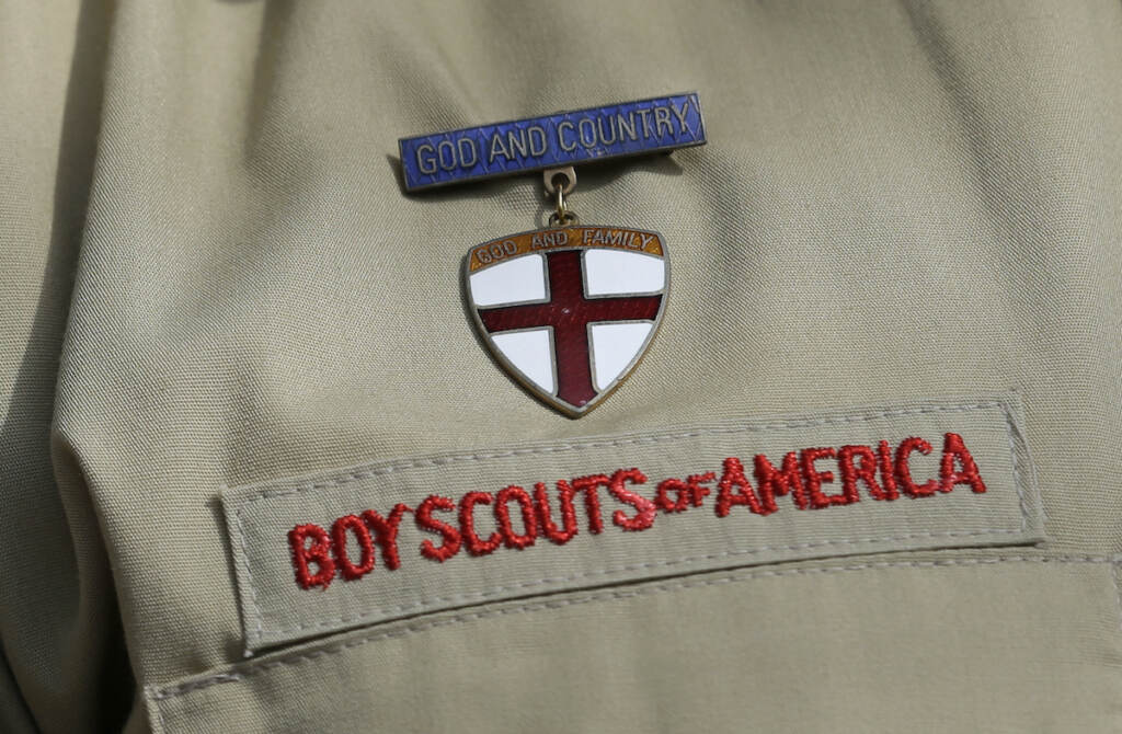 Boy Scouts Bankruptcy File photo: A close up of a Boy Scout uniform is photographed on Feb. 4, 2013, in Irving, Texas