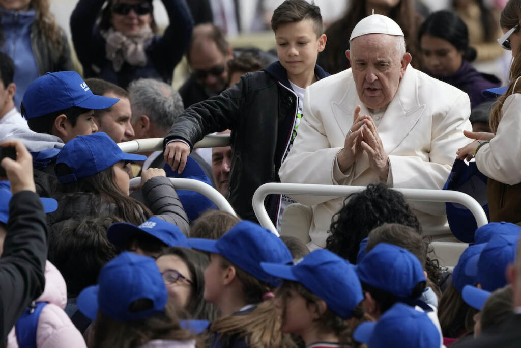 Vatican Pope Pope Francis meets children at the end of his weekly general audience in St. Peter's Square, at the Vatican