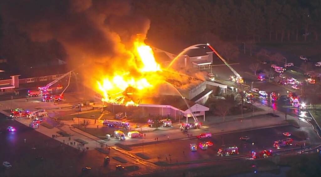 The flames broke out around 6 p.m. at the Fountain of Life Center located on the 2000 block of Columbus Road